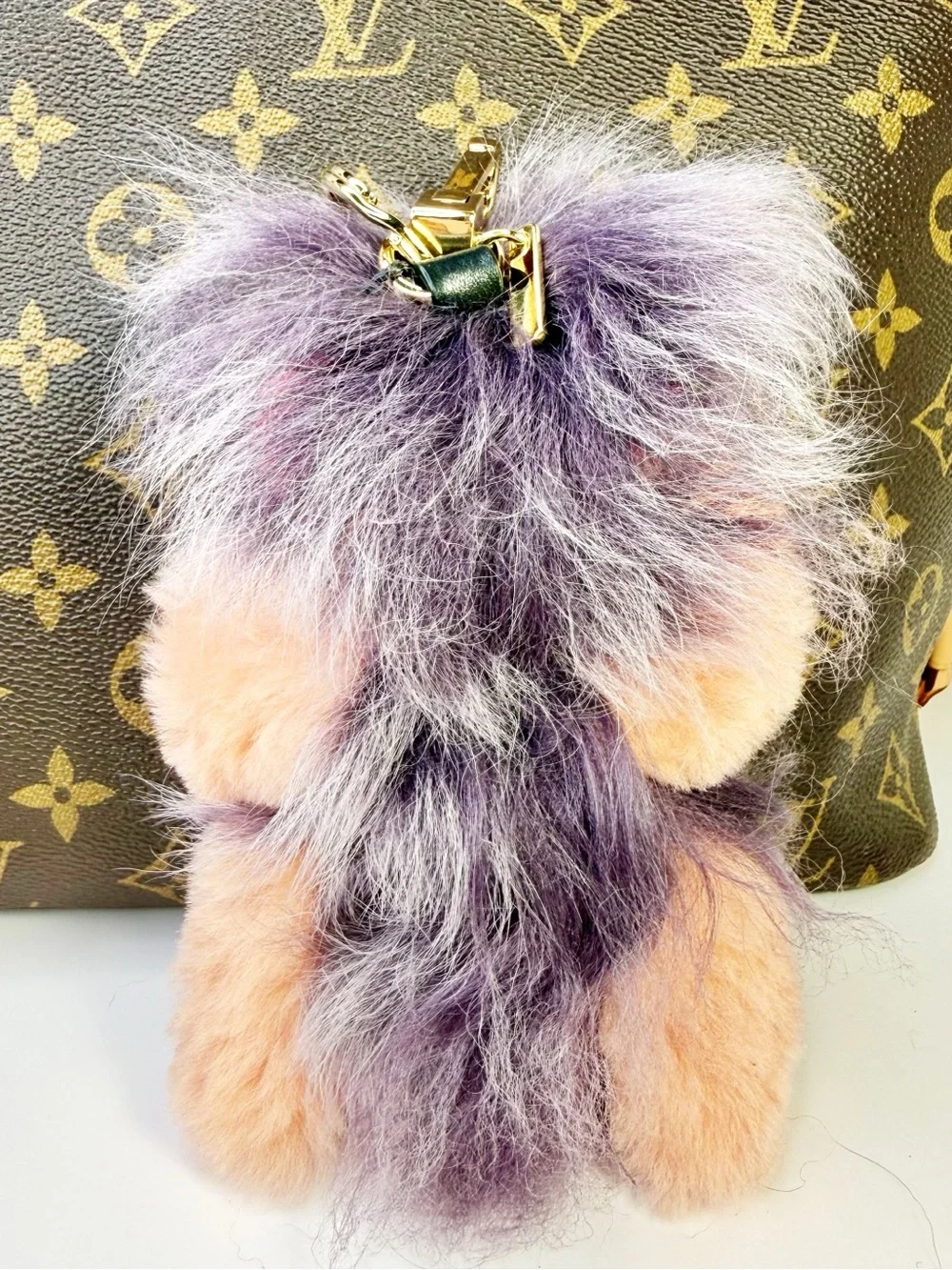 Burberry Thomas Bear Pink & Lavender Pom-Pom Keychain/Bag Charm